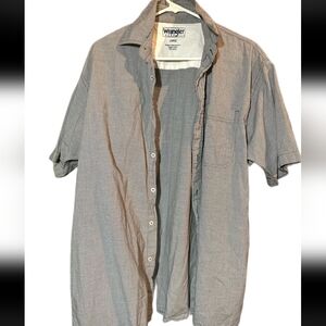 Wrangler Short Sleeve Button Up Light Gray Size Large Men's